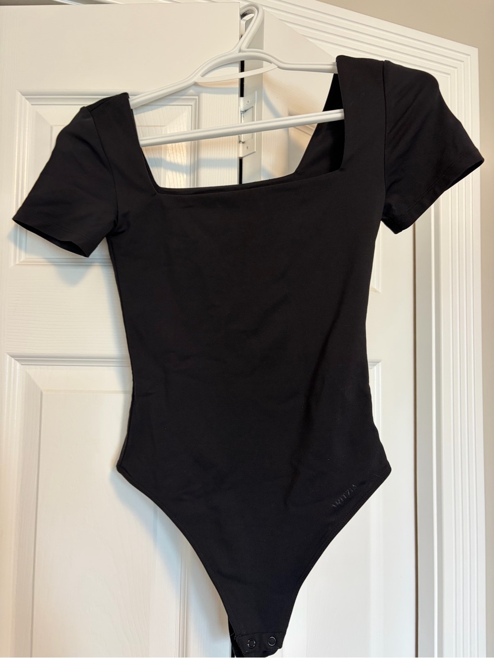 Black Womens One-Piece Bodysuit - Square Neck